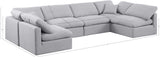 Indulge Grey Linen Textured Fabric Modular Sectional 141Grey-Sec6D Meridian Furniture