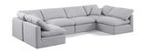 Indulge Grey Linen Textured Fabric Modular Sectional 141Grey-Sec6D Meridian Furniture