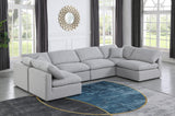 Indulge Grey Linen Textured Fabric Modular Sectional 141Grey-Sec6D Meridian Furniture