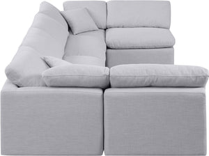 Indulge Grey Linen Textured Fabric Modular Sectional 141Grey-Sec6D Meridian Furniture