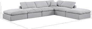 Indulge Grey Linen Textured Fabric Modular Sectional 141Grey-Sec6E Meridian Furniture