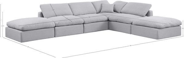 Indulge Grey Linen Textured Fabric Modular Sectional 141Grey-Sec6E Meridian Furniture