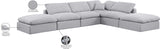 Indulge Grey Linen Textured Fabric Modular Sectional 141Grey-Sec6E Meridian Furniture