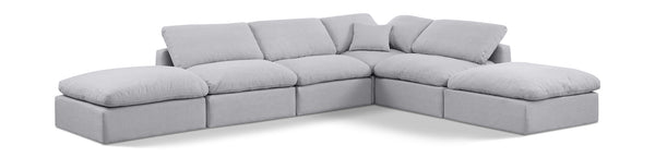 Indulge Grey Linen Textured Fabric Modular Sectional 141Grey-Sec6E Meridian Furniture