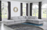 Indulge Grey Linen Textured Fabric Modular Sectional 141Grey-Sec6E Meridian Furniture