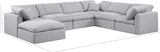 Indulge Grey Linen Textured Fabric Modular Sectional 141Grey-Sec7A Meridian Furniture