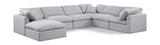 Indulge Grey Linen Textured Fabric Modular Sectional 141Grey-Sec7A Meridian Furniture