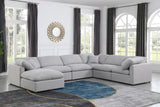 Indulge Grey Linen Textured Fabric Modular Sectional 141Grey-Sec7A Meridian Furniture