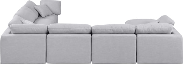Indulge Grey Linen Textured Fabric Modular Sectional 141Grey-Sec7A Meridian Furniture