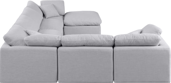 Indulge Grey Linen Textured Fabric Modular Sectional 141Grey-Sec7A Meridian Furniture