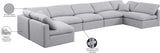 Indulge Grey Linen Textured Fabric Modular Sectional 141Grey-Sec7B Meridian Furniture