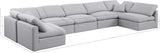 Indulge Grey Linen Textured Fabric Modular Sectional 141Grey-Sec7B Meridian Furniture