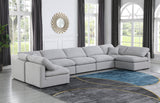 Indulge Grey Linen Textured Fabric Modular Sectional 141Grey-Sec7B Meridian Furniture