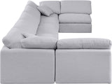 Indulge Grey Linen Textured Fabric Modular Sectional 141Grey-Sec7B Meridian Furniture