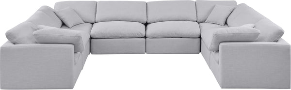 Indulge Grey Linen Textured Fabric Modular Sectional 141Grey-Sec8A Meridian Furniture