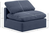 Indulge Navy Linen Textured Fabric Armless Chair 141Navy-Armless Meridian Furniture