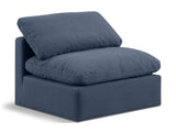 Indulge Navy Linen Textured Fabric Armless Chair 141Navy-Armless Meridian Furniture