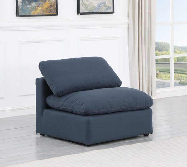 Indulge Navy Linen Textured Fabric Armless Chair 141Navy-Armless Meridian Furniture
