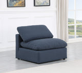 Indulge Navy Linen Textured Fabric Armless Chair 141Navy-Armless Meridian Furniture