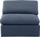 Indulge Navy Linen Textured Fabric Armless Chair 141Navy-Armless Meridian Furniture