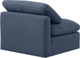 Indulge Navy Linen Textured Fabric Armless Chair 141Navy-Armless Meridian Furniture