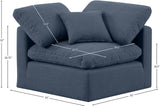 Indulge Navy Linen Textured Fabric Corner Chair 141Navy-Corner Meridian Furniture