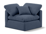 Indulge Navy Linen Textured Fabric Corner Chair 141Navy-Corner Meridian Furniture