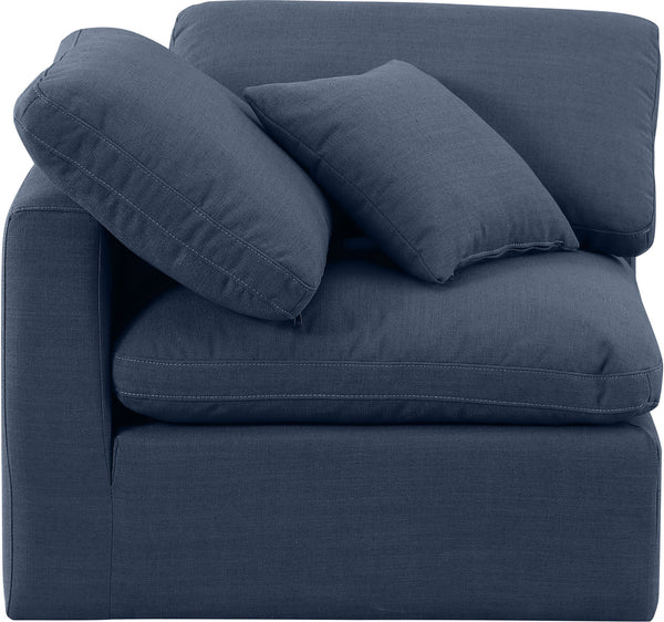 Indulge Navy Linen Textured Fabric Corner Chair 141Navy-Corner Meridian Furniture