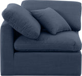 Indulge Navy Linen Textured Fabric Corner Chair 141Navy-Corner Meridian Furniture