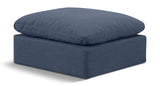 Indulge Navy Linen Textured Fabric Ottoman 141Navy-Ott Meridian Furniture