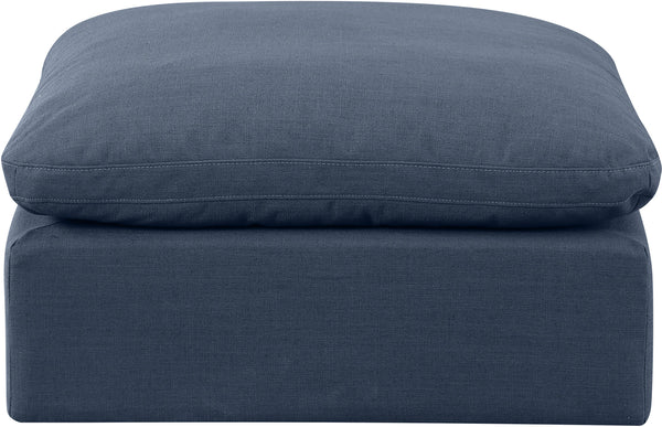 Indulge Navy Linen Textured Fabric Ottoman 141Navy-Ott Meridian Furniture