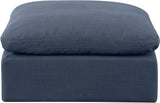 Indulge Navy Linen Textured Fabric Ottoman 141Navy-Ott Meridian Furniture