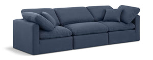 Indulge Navy Linen Textured Fabric Modular Sofa 141Navy-S105 Meridian Furniture