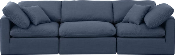 Indulge Navy Linen Textured Fabric Modular Sofa 141Navy-S105 Meridian Furniture