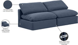 Indulge Navy Linen Textured Fabric Modular Sofa 141Navy-S2 Meridian Furniture