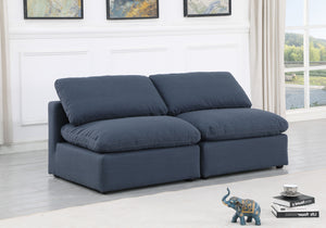 Indulge Navy Linen Textured Fabric Modular Sofa 141Navy-S2 Meridian Furniture