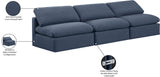 Indulge Navy Linen Textured Fabric Modular Sofa 141Navy-S3 Meridian Furniture