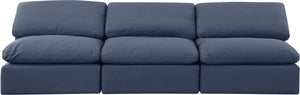 Indulge Navy Linen Textured Fabric Modular Sofa 141Navy-S3 Meridian Furniture