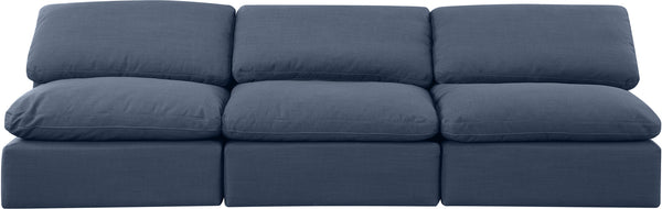 Indulge Navy Linen Textured Fabric Modular Sofa 141Navy-S3 Meridian Furniture