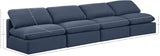 Indulge Navy Linen Textured Fabric Modular Sofa 141Navy-S4 Meridian Furniture