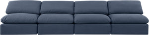 Indulge Navy Linen Textured Fabric Modular Sofa 141Navy-S4 Meridian Furniture