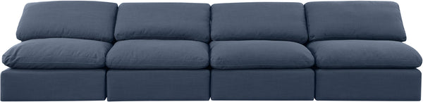 Indulge Navy Linen Textured Fabric Modular Sofa 141Navy-S4 Meridian Furniture