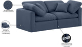 Indulge Navy Linen Textured Fabric Modular Sofa 141Navy-S70 Meridian Furniture