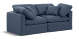 Indulge Navy Linen Textured Fabric Modular Sofa 141Navy-S70 Meridian Furniture