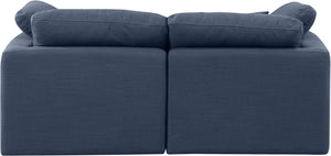 Indulge Navy Linen Textured Fabric Modular Sofa 141Navy-S70 Meridian Furniture