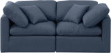 Indulge Navy Linen Textured Fabric Modular Sofa 141Navy-S70 Meridian Furniture