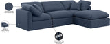 Indulge Navy Linen Textured Fabric Modular Sectional 141Navy-Sec4A Meridian Furniture