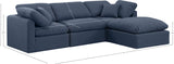 Indulge Navy Linen Textured Fabric Modular Sectional 141Navy-Sec4A Meridian Furniture