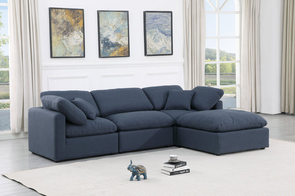 Indulge Navy Linen Textured Fabric Modular Sectional 141Navy-Sec4A Meridian Furniture