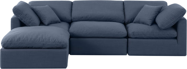 Indulge Navy Linen Textured Fabric Modular Sectional 141Navy-Sec4A Meridian Furniture